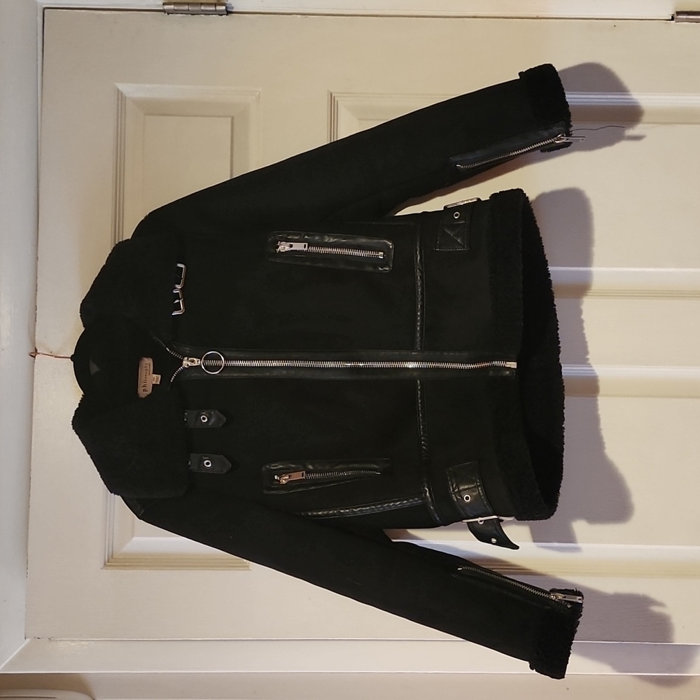 Black faux fur lined jacket